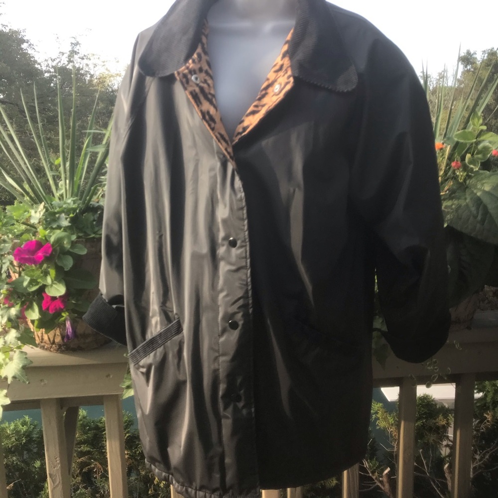 Atlantic Beach - 100% black polyurethane fabric jacket, Size L